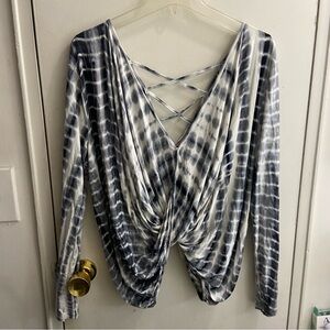 Love Riche Black and White Tie-Dye Blouse